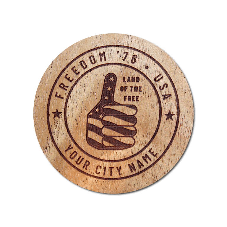 Real Wood Sticker - Freedom '76 Collection (Customized with your City & State)