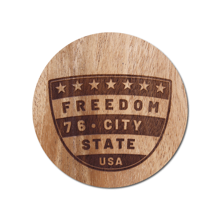 Real Wood Sticker - Freedom '76 Collection (Customized with your City & State)