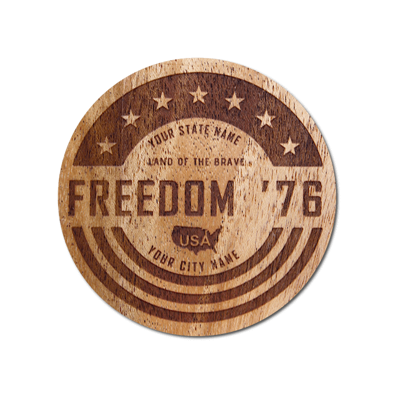 Real Wood Sticker - Freedom '76 Collection (Customized with your City & State)