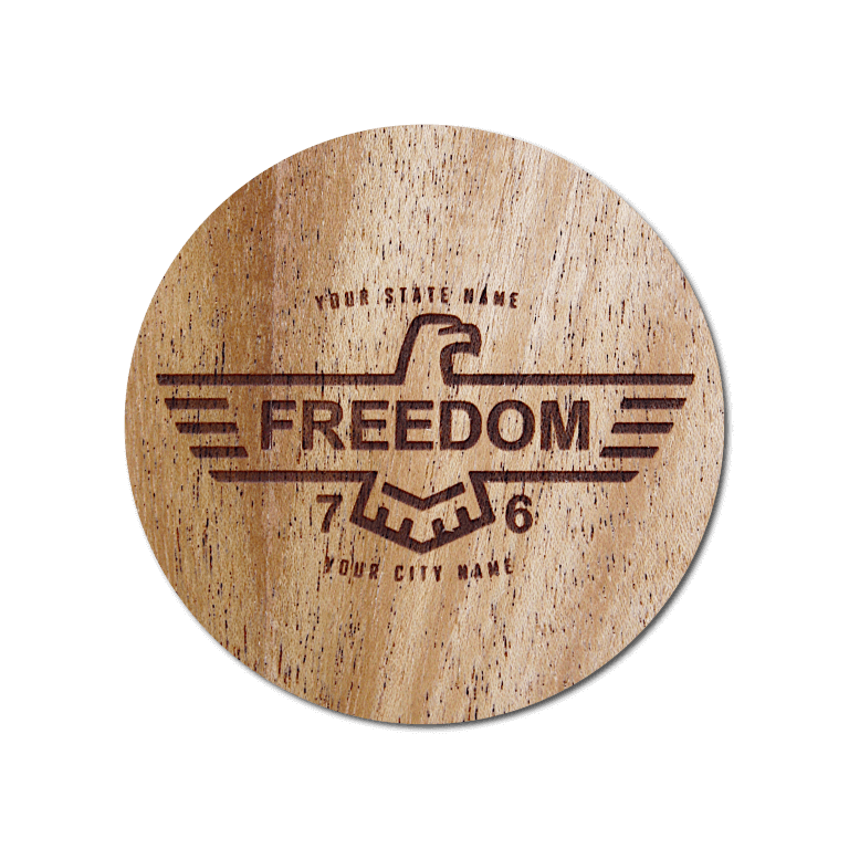 Real Wood Sticker - Freedom '76 Collection (Customized with your City & State)