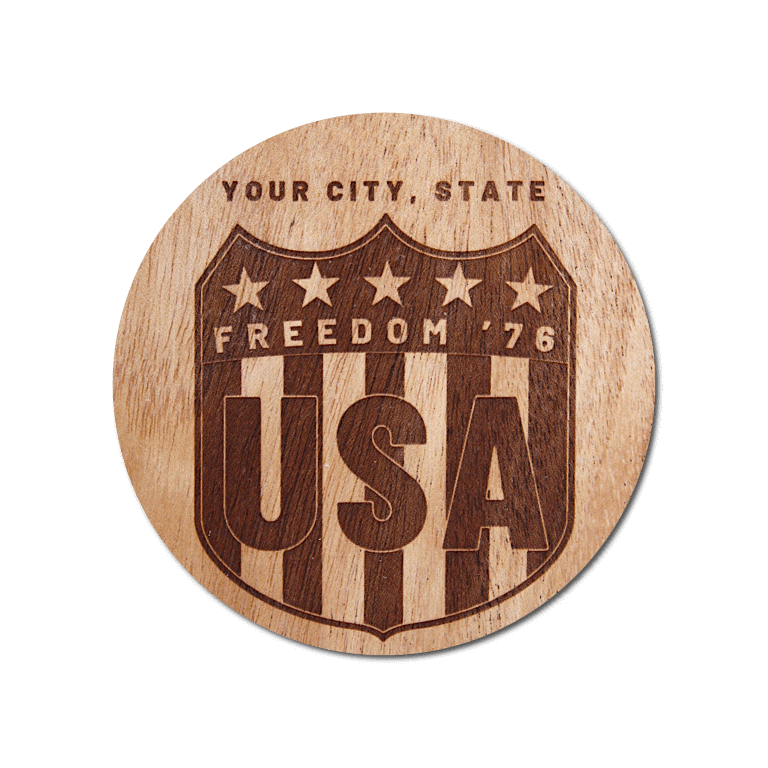 Real Wood Sticker - Freedom '76 Collection (Customized with your City & State)