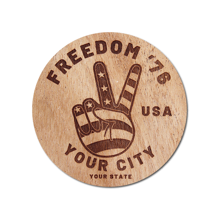 Real Wood Sticker - Freedom '76 Collection (Customized with your City & State)