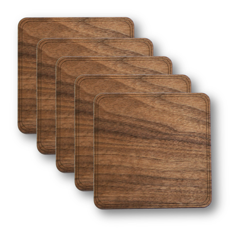 WUDN HNDCRFTD - Wooden Coasters 4 (18 Shape / Wood Options) 4-Pack Black Walnut / Circle