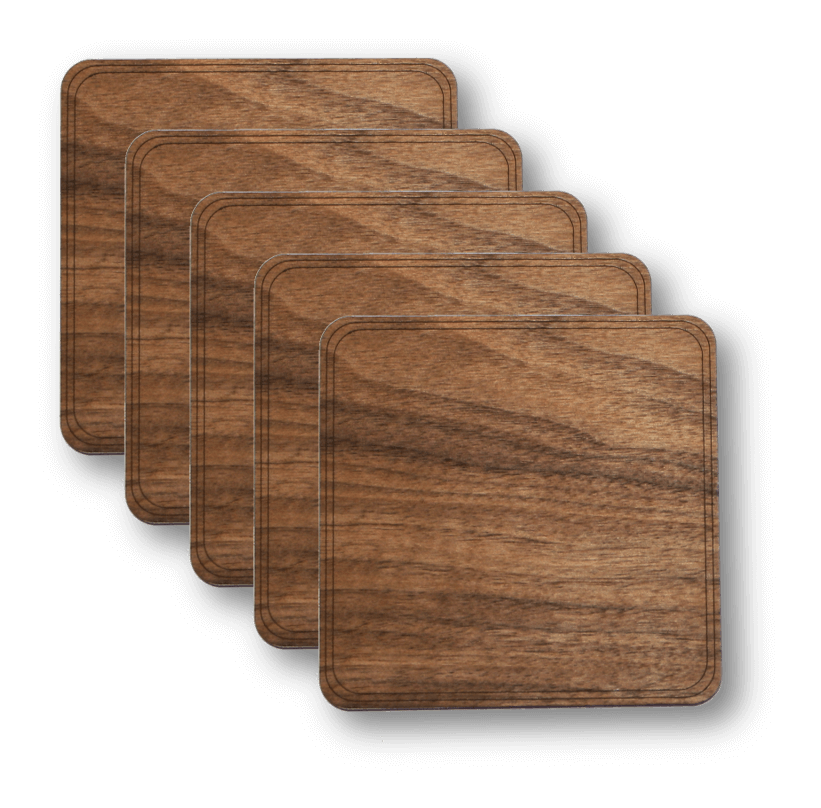Plywood Wood Coasters - SQUARE - 4 PK – LOLIVEFE, LLC
