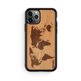 Slim Wooden iPhone Case (World Map Traveler in Mahogany)