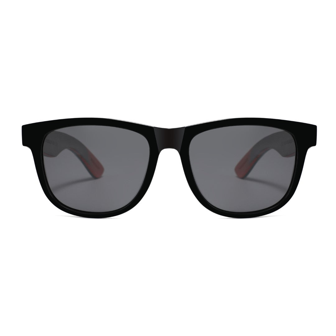 Hybrid Black Wanderer Sunglasses with Ollie Black Skatedeck Temple by WUDN