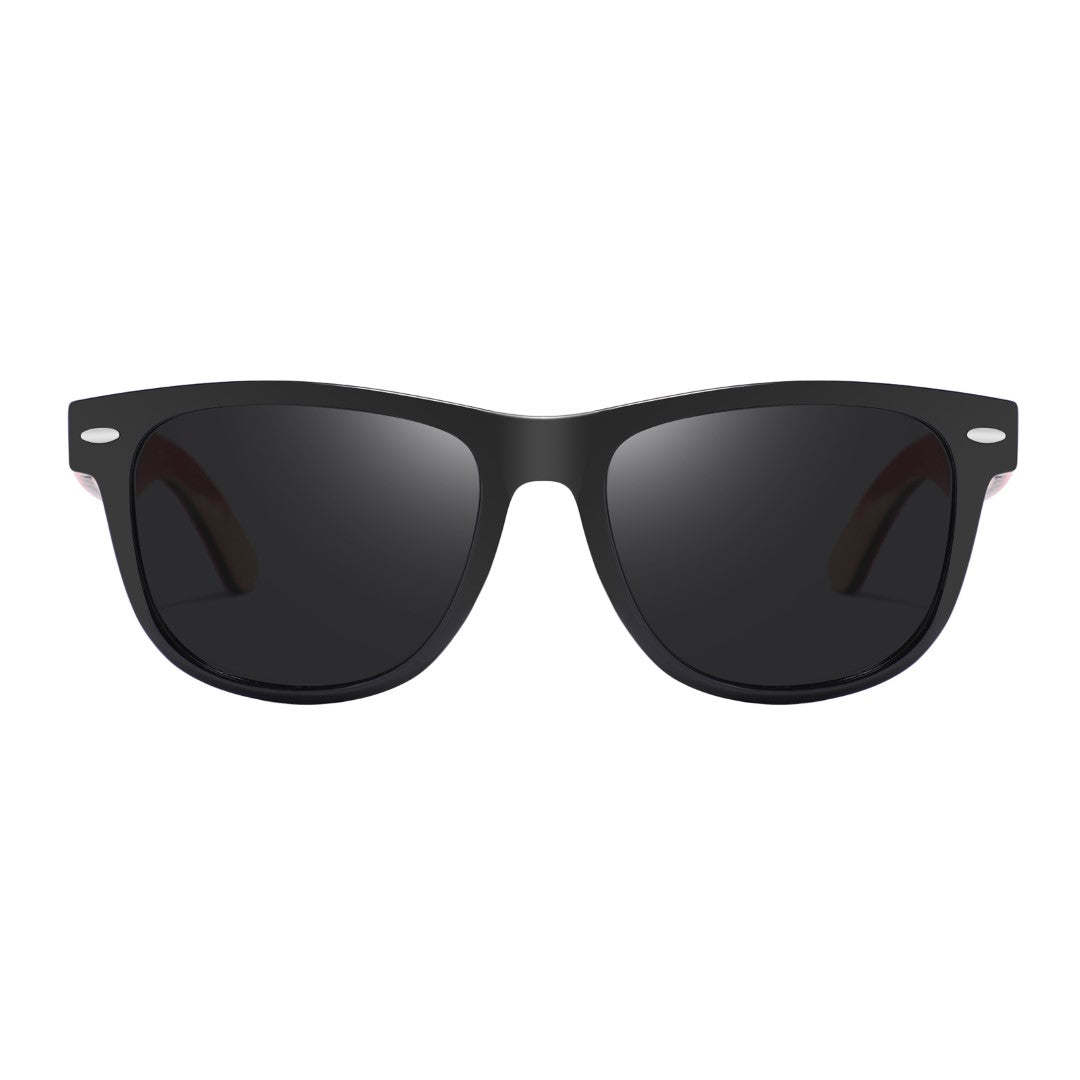 Hybrid Black Wanderer Sunglasses with Bluntslide Red Skatedeck Temple by WUDN
