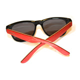 Hybrid Black Wanderer Sunglasses with Bluntslide Red Skatedeck Temple by WUDN