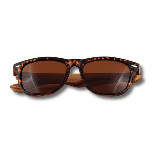 Real Zebra Wood Tortoise Frame Wanderer Sunglasses by WUDN