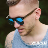 Real Dark Zebrawood Browline Style RetroShade Sunglasses by WUDN, Sunglasses - WUDN