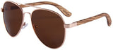 Real Zebra Wood Silver Framed Classic Aviator Sunglasses by WUDN