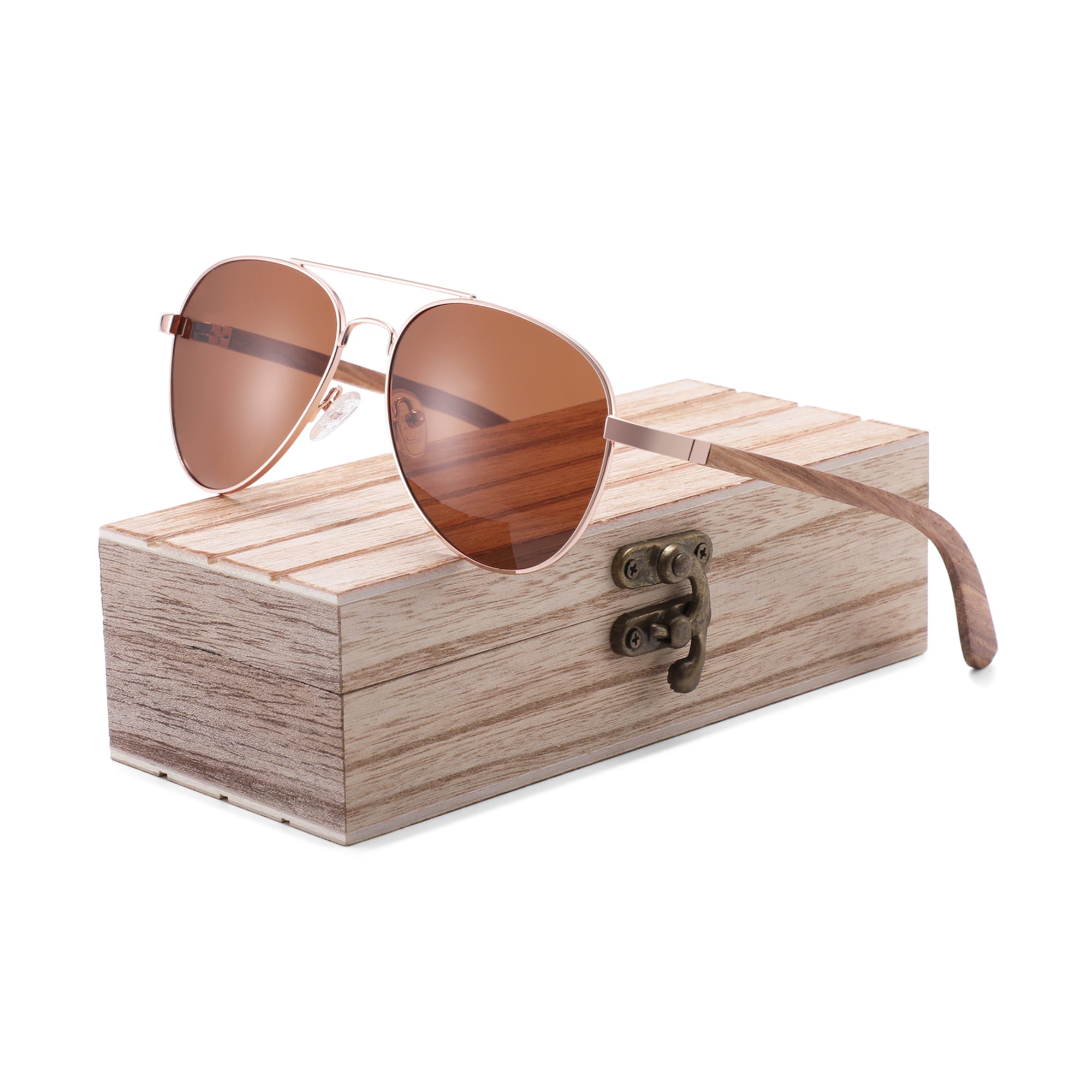 Real Zebra Wood Silver Framed Classic Aviator Sunglasses by WUDN