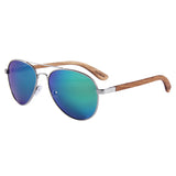 Real Zebra Wood Silver Framed Classic Aviator Sunglasses by WUDN