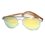Real Zebra Wood Silver Framed Classic Aviator Sunglasses by WUDN