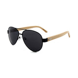 Bamboo Wood Black Framed Classic Aviators by WUDN