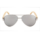 Bamboo Wood Silver Framed Classic Aviators by WUDN