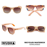 Recycled Skatedeck Kickflip Natural Sunglasses by WUDN, Sunglasses - WUDN