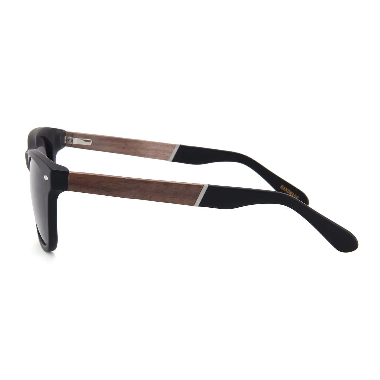 Classic Wanderer Hybrid Acetate Frame Sunglasses with Real Wood Inlay & Polarized Smoke Black Lenses by WUDN