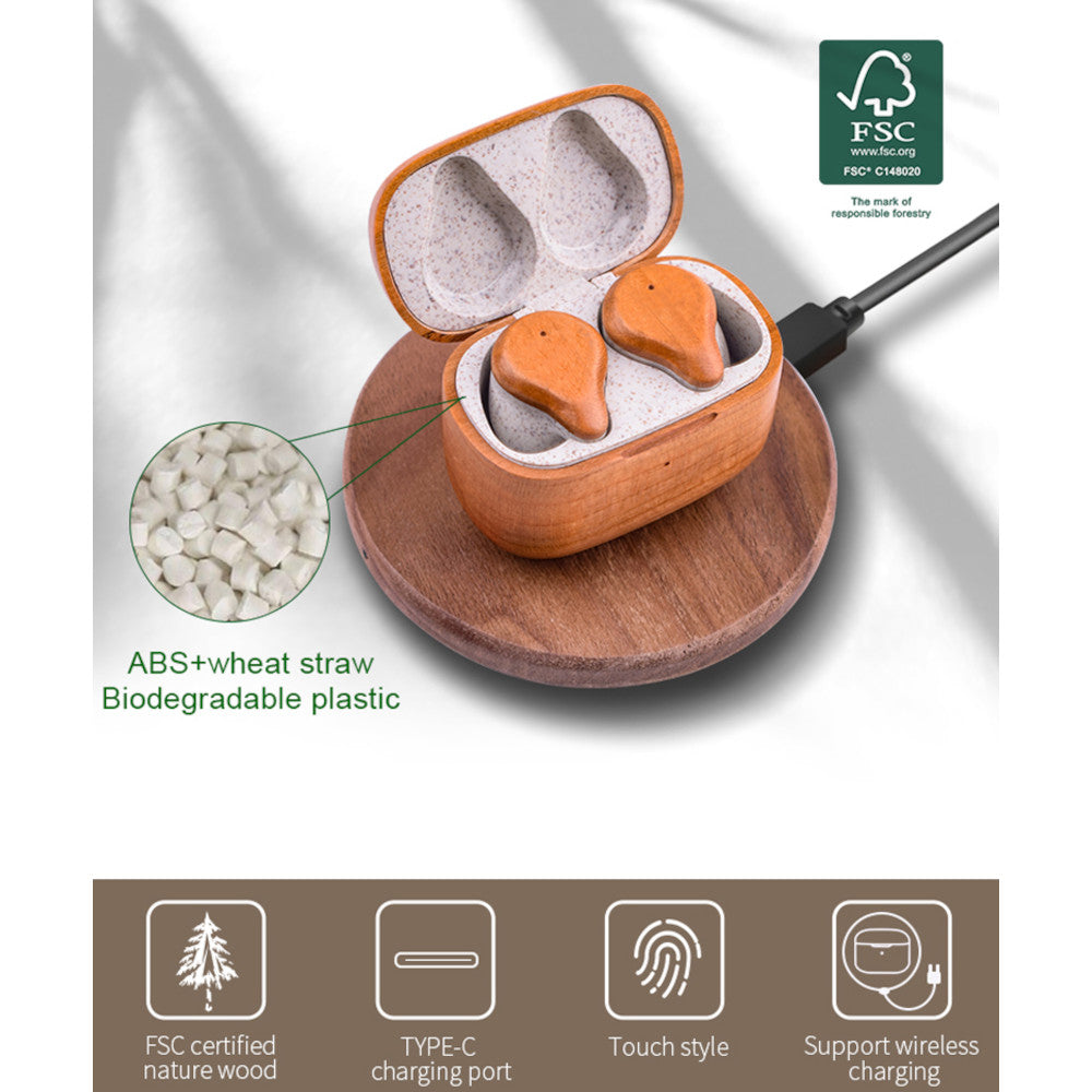 Wooden Wireless Bluetooth Earbuds