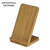 Solid Bamboo Desktop Phone Stand with Built-In Qi-Wireless 10W Charger