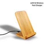 Solid Bamboo Desktop Phone Stand with Built-In Qi-Wireless 10W Charger