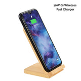 Solid Bamboo Desktop Phone Stand with Built-In Qi-Wireless 10W Charger