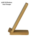 Solid Bamboo Desktop Phone Stand with Built-In Qi-Wireless 10W Charger