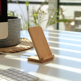 Solid Bamboo Desktop Phone Stand with Built-In Qi-Wireless 10W Charger