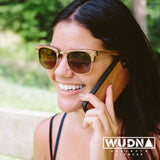 Real Ebony 1/2 Wood Browline Style RetroShade Sunglasses by WUDN, Sunglasses - WUDN