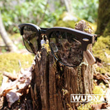 Real Ebony 1/2 Wood Browline Style RetroShade Sunglasses by WUDN, Sunglasses - WUDN