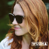 Real Ebony 1/2 Wood Browline Style RetroShade Sunglasses by WUDN, Sunglasses - WUDN