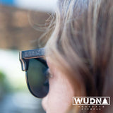 Real Ebony 1/2 Wood Browline Style RetroShade Sunglasses by WUDN, Sunglasses - WUDN