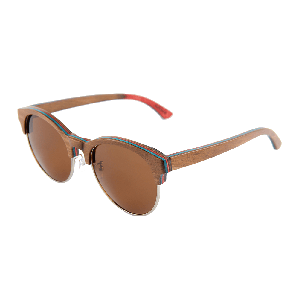 Recycled Skatedeck Brown 1/2 Wood Handrail Sunglasses by WUDN, Sunglasses - WUDN