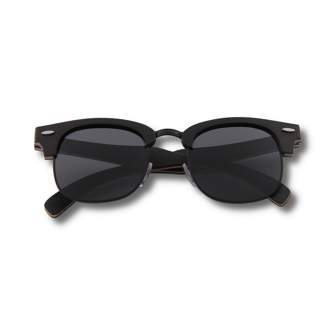Real Ebony 1/2 Wood Browline Style RetroShade Sunglasses by WUDN, Sunglasses - WUDN