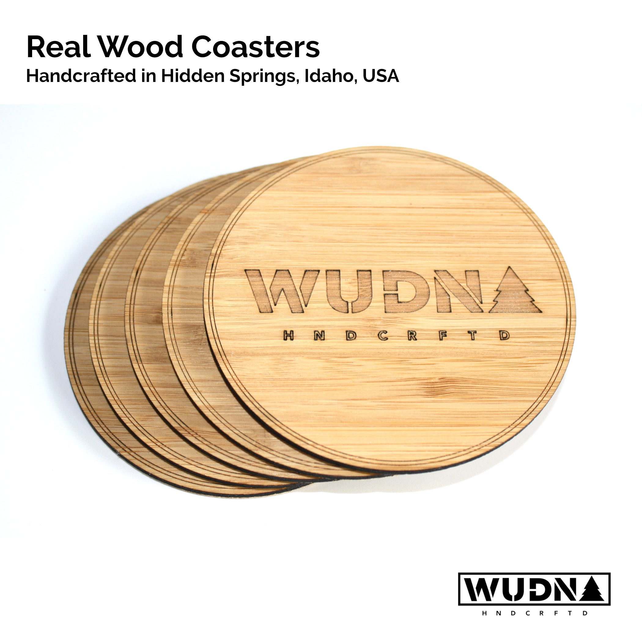 Wooden Coasters 4 (18 Shape / Wood Options) 4-Pack Mahogany / Hexagon