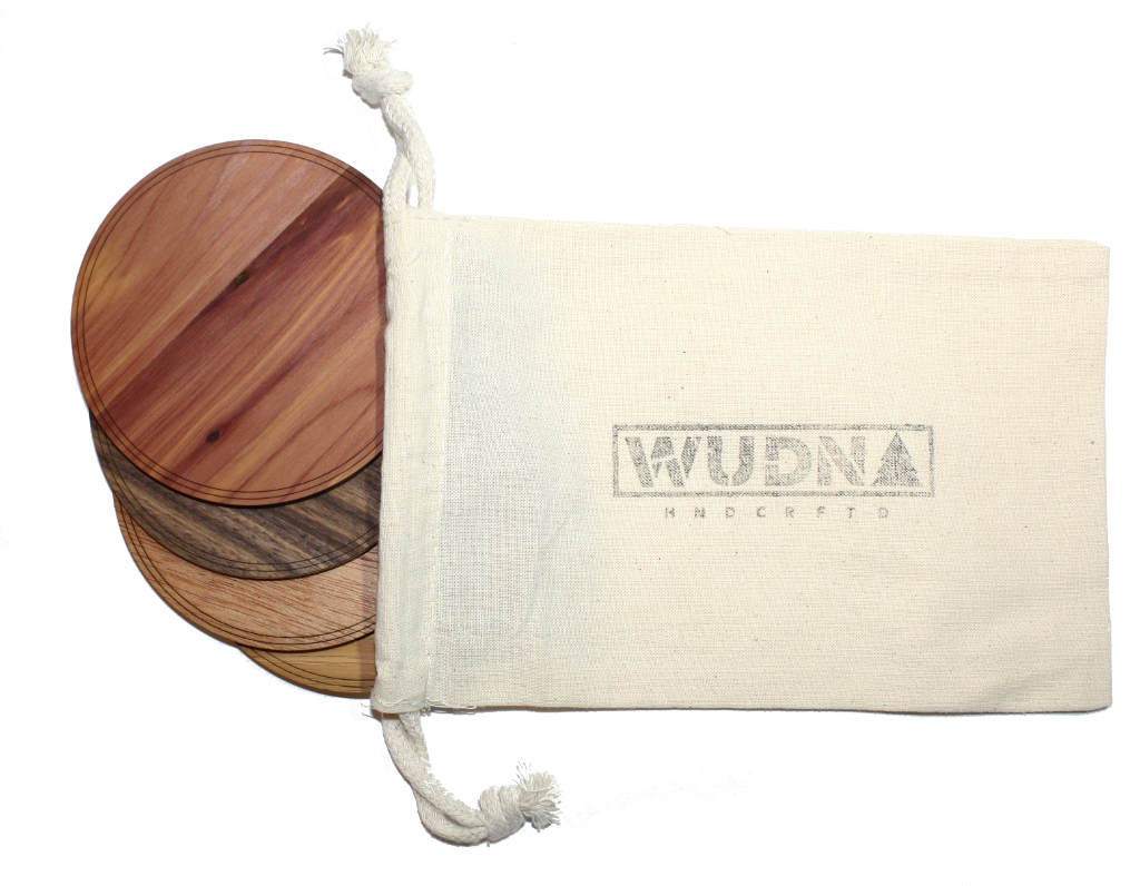 Solid Wood Coasters - 4-Pack, Bar - WUDN