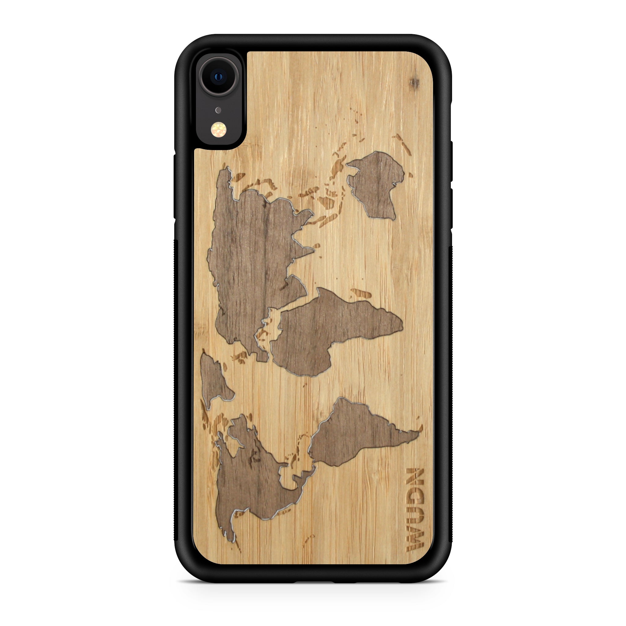 Slim Wooden Phone Case (World Map Traveler - Bamboo Ocean)