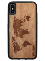 Slim Wooden iPhone Case (World Map Traveler in Mahogany)