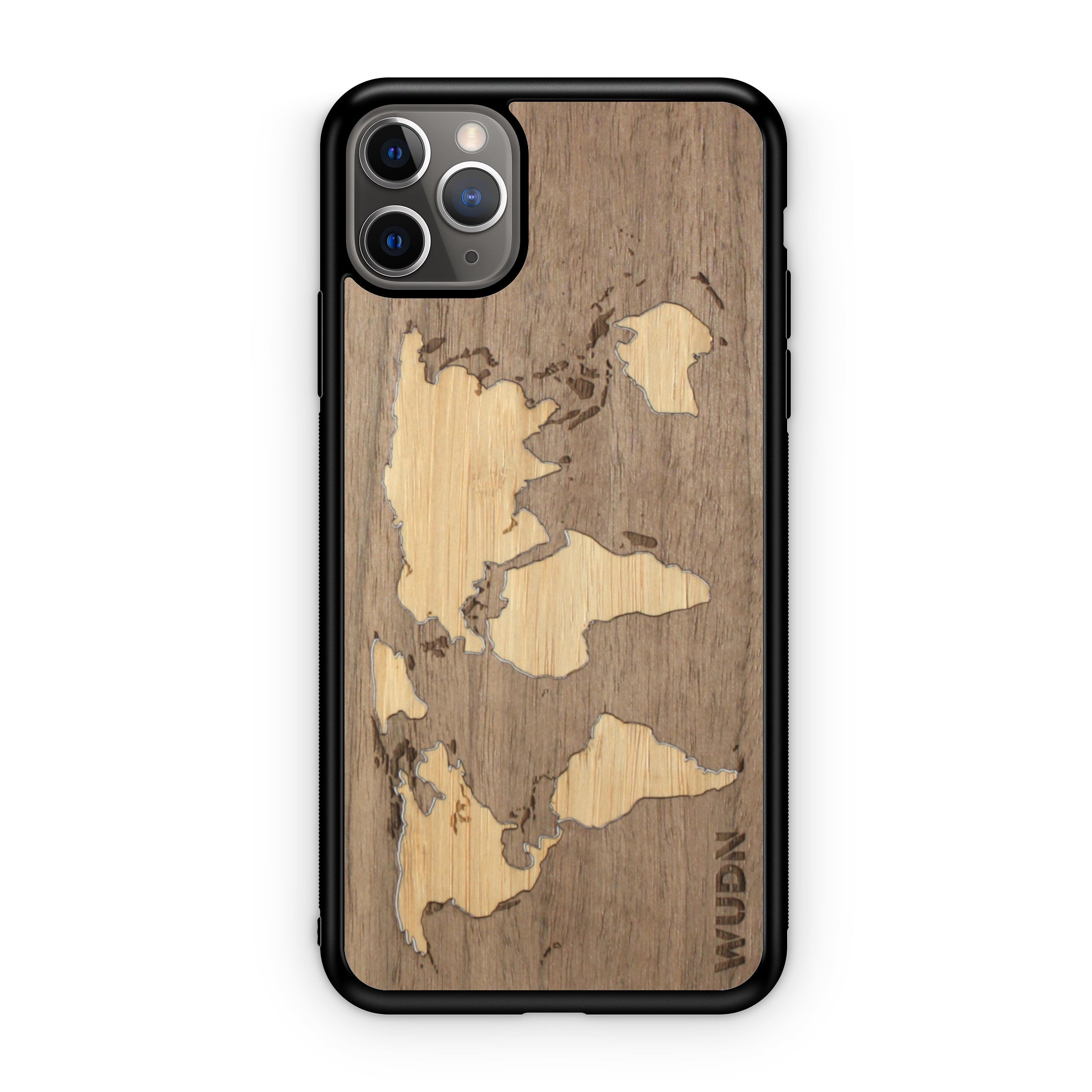 Slim Wooden iPhone Case (World Map Traveler - Walnut Ocean)