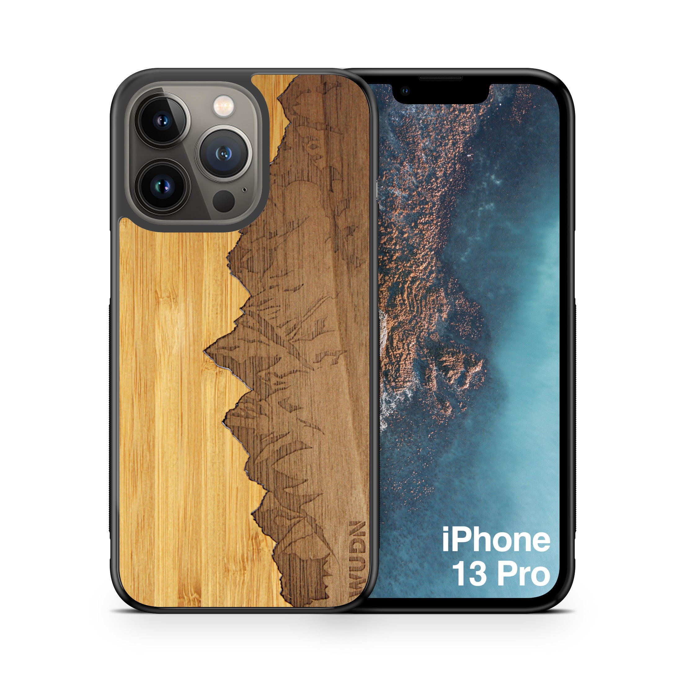 Slim Wooden Phone Case (Sawtooth Mountains Bamboo Sky)