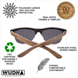 Real Zebra Wood Browline Style RetroShade Sunglasses by WUDN, Sunglasses - WUDN