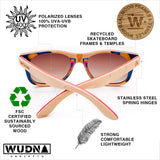 Recycled Skatedeck Kickflip Natural Sunglasses by WUDN, Sunglasses - WUDN