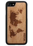 Slim Wooden iPhone Case (World Map Traveler in Mahogany)