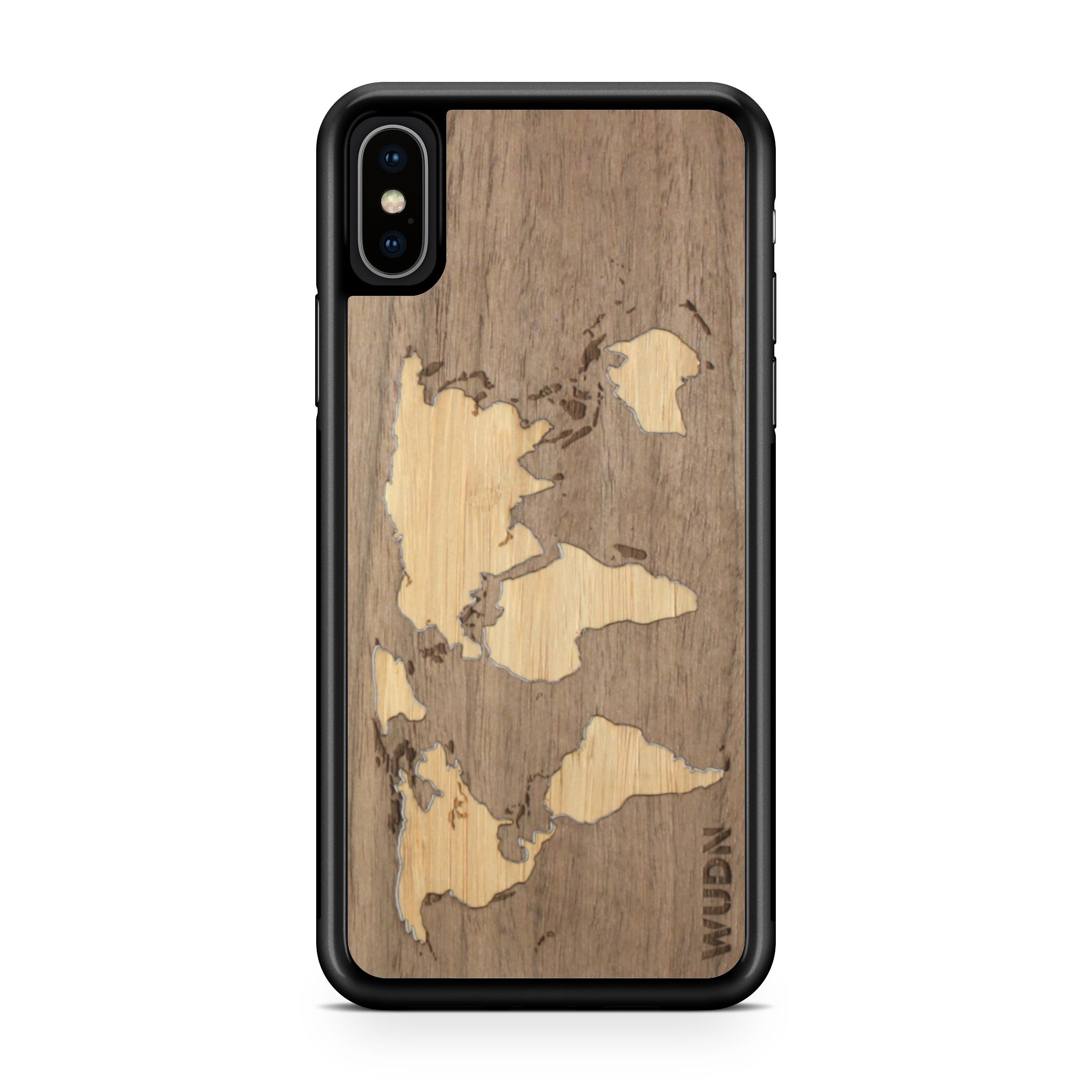 Slim Wooden iPhone Case (World Map Traveler - Walnut Ocean)