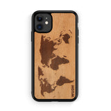 Slim Wooden iPhone Case (World Map Traveler in Mahogany)