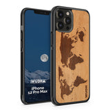 Slim Wooden iPhone Case (World Map Traveler in Mahogany)