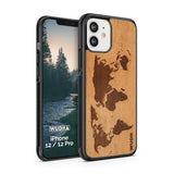 Slim Wooden iPhone Case (World Map Traveler in Mahogany)