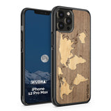 Slim Wooden iPhone Case (World Map Traveler - Walnut Ocean)