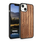 Slim Wooden iPhone Case (American Flag in Black Walnut)