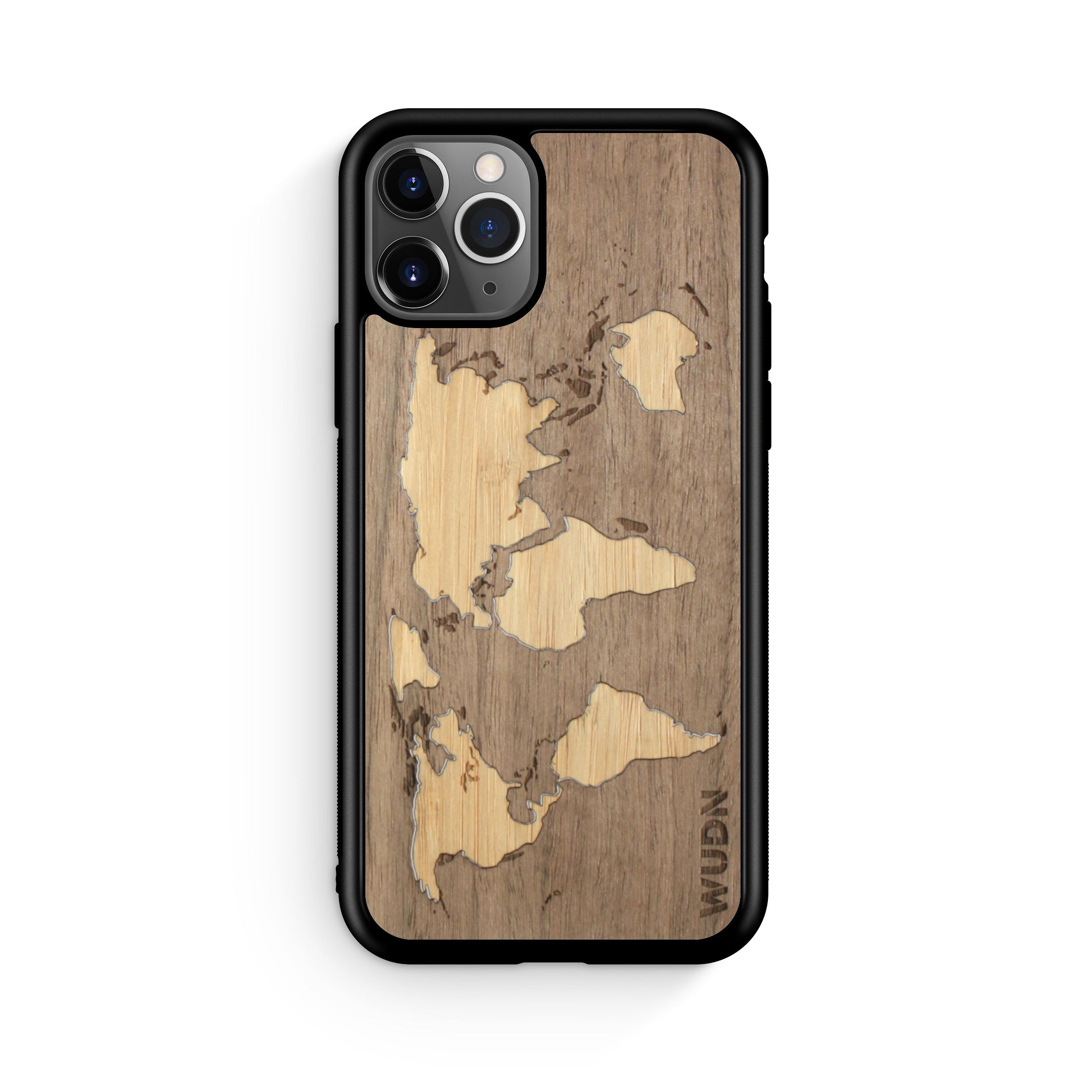 Slim Wooden iPhone Case (World Map Traveler - Walnut Ocean)